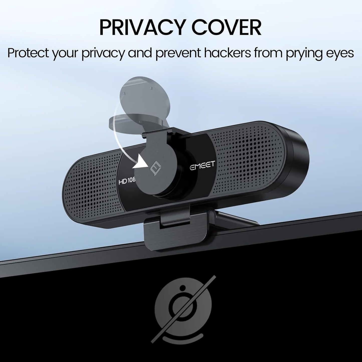 EMEET C960 1080P Webcam with Microphone, 2 Mics, 90° FOV, Computer Camera | USB Type-A & A-to-C Adapter, Fixed Focus, Plug&Play for Zoom/Teams/Facetime/YouTube/Google Meet/Switch 2 Camera, 2025 Version