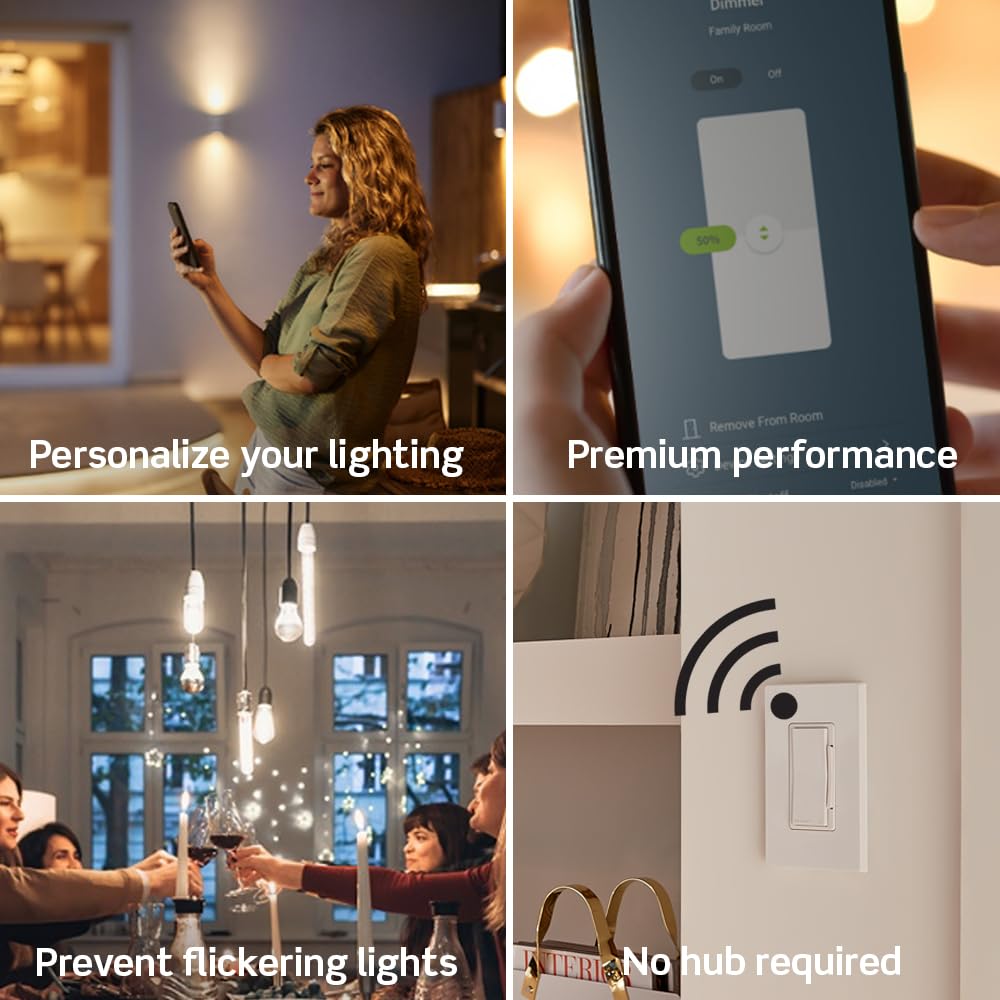 Leviton Decora Smart Dimmer Switch, ELV/LED, Wi-Fi, D2ELV-1BW, White