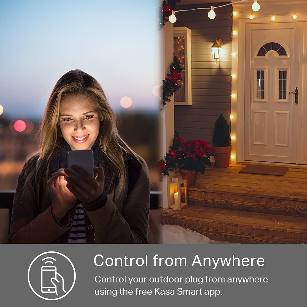 Kasa Outdoor Smart Plug, Smart Home Wi-Fi Outlet with 2 Sockets, EP40