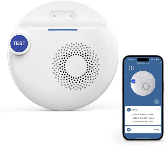 Wireless WiFi Water Leak Detectors,100dB Adjustable Loud Water Leak Sensor for Smart Life Tuya APP Control &amp; Instant Alerts,Delayed &amp; Extended Alarm Duration for Home Kitchen,Sink,NO Monthly Fees