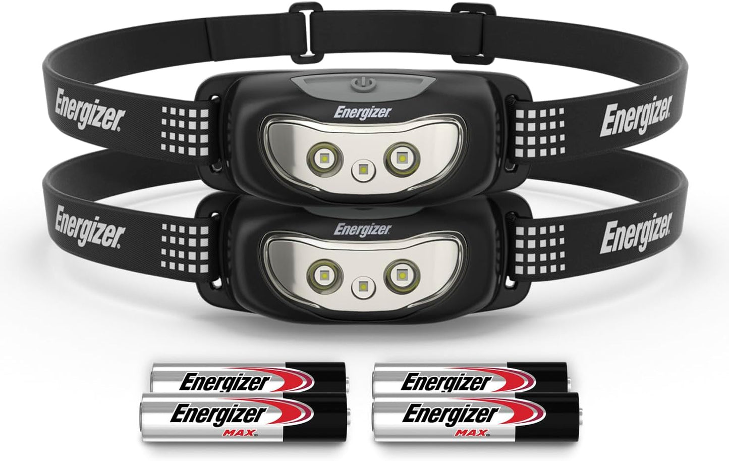 Energizer Universal LED Headlamp (2-Pack), Bright Head Lamp for Outdoors, Camping and Emergency Light, IPX4 Water Resistant (Batteries Included)