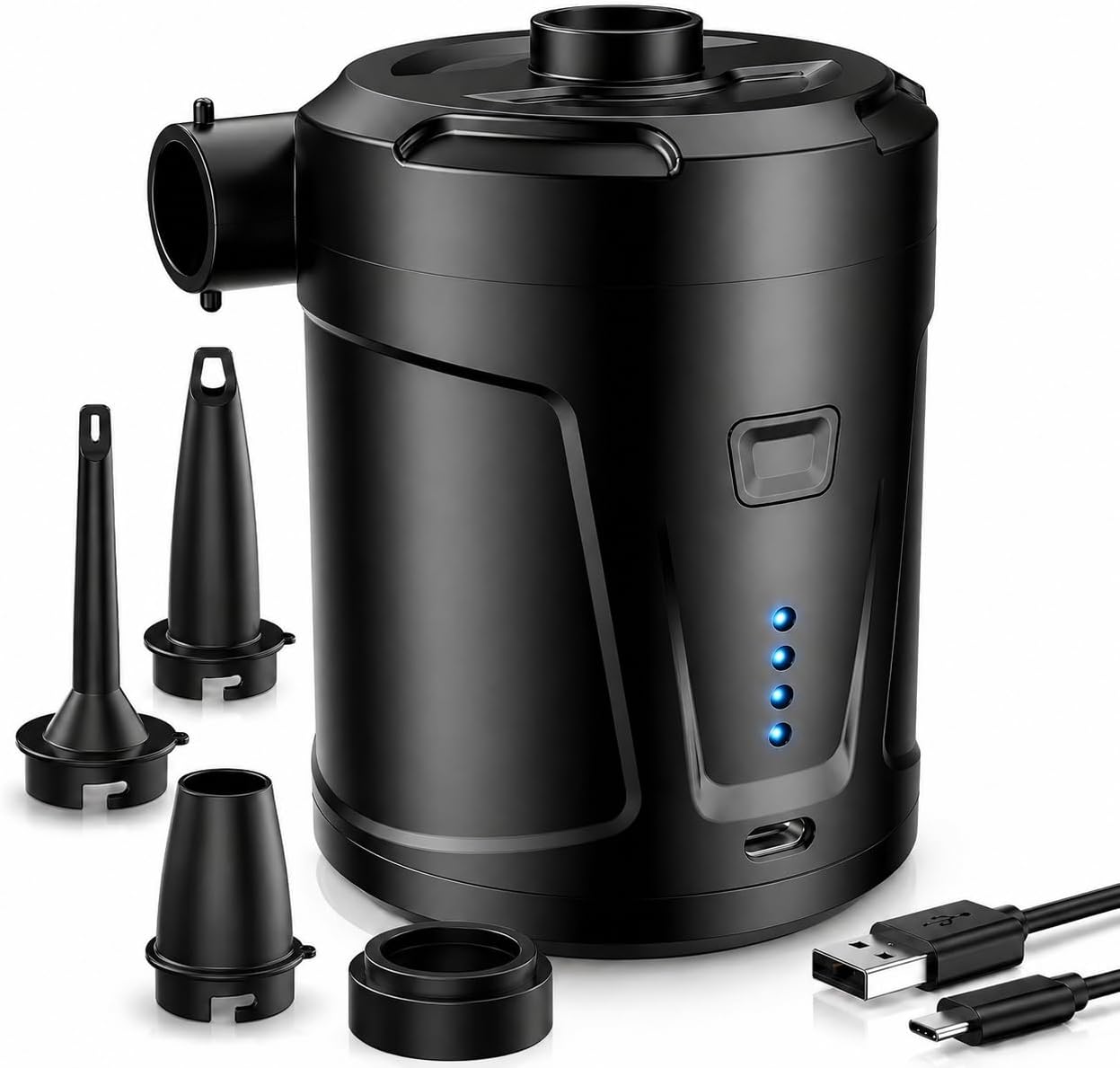 Air Pump for Inflatables,Air Mattress Pump,5200mAh Battery,Camping Essentials,Electric Air Pump,4 Air Nozzles,Fast Inflate,Inflatable mat,Air Mattresses Beds,Pool Floats,Vacuum Storage