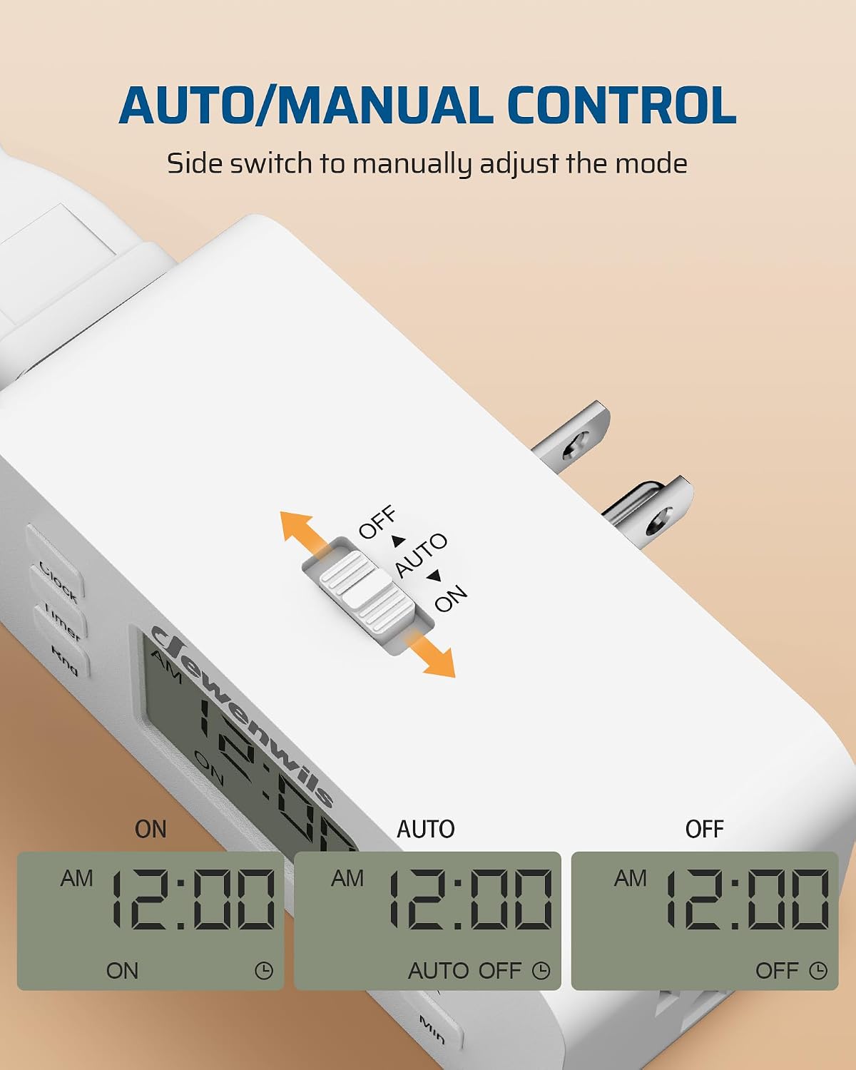 DEWENWILS Indoor 24 Hour Programmable Digital Timer Outlet,2 Outlets,1Pack