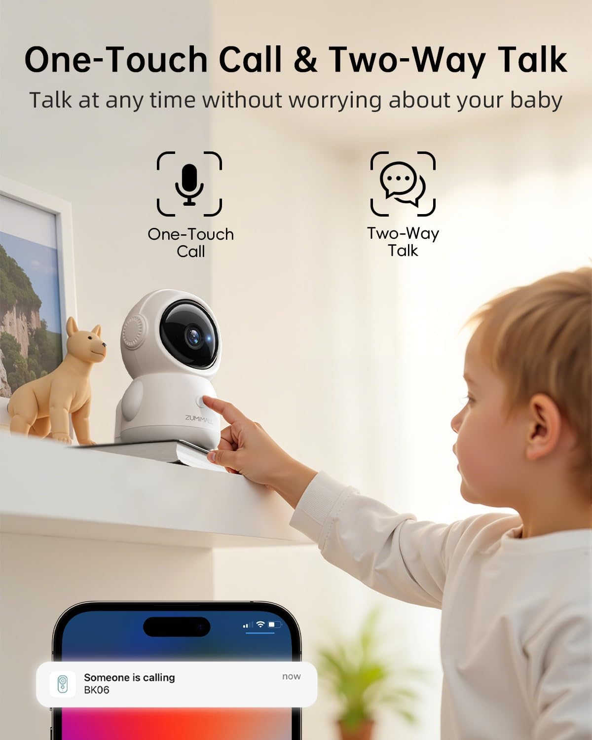 ZUMIMALL 2K Indoor Security Camera for Baby Monitor 5G/2.4G WiFi Pan-Tilt