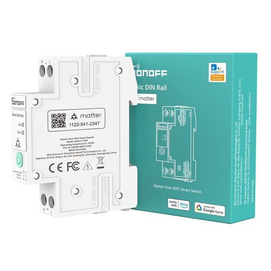 SONOFF Basic DIN Rail (BASIC-1GSP) WiFi Smart Switch for DIN Rail, Matter Over WiFi Smart Home Controller, 32A High Load Electrical Panel Switch, Compatible with Alexa Google Home Assistant