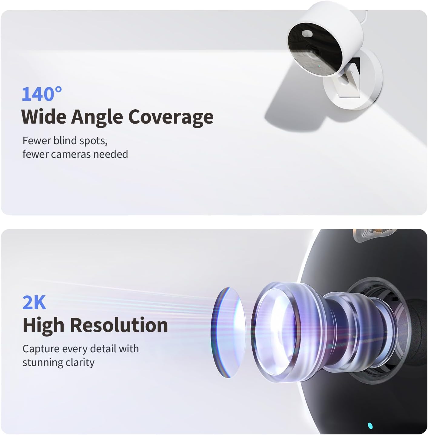 Aqara 2K Indoor/Outdoor Security Camera G100, HomeKit Secure Video, White | 2-Way Audio, Spotlight Color/IR Night Vision, AI Detection, 140° FOV, Wi-Fi 6, Supports HomeKit, Alexa, Google and IFTTT