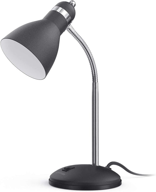 LEPOWER Metal Desk Lamp, Adjustable GooseNeck Reading Light for Bedroom | Compact & Sturdy, Space-Saving for Bedside & Dorm, E26 Table Lamp, Eye-Caring, Ideal for Study, Office, Back to School