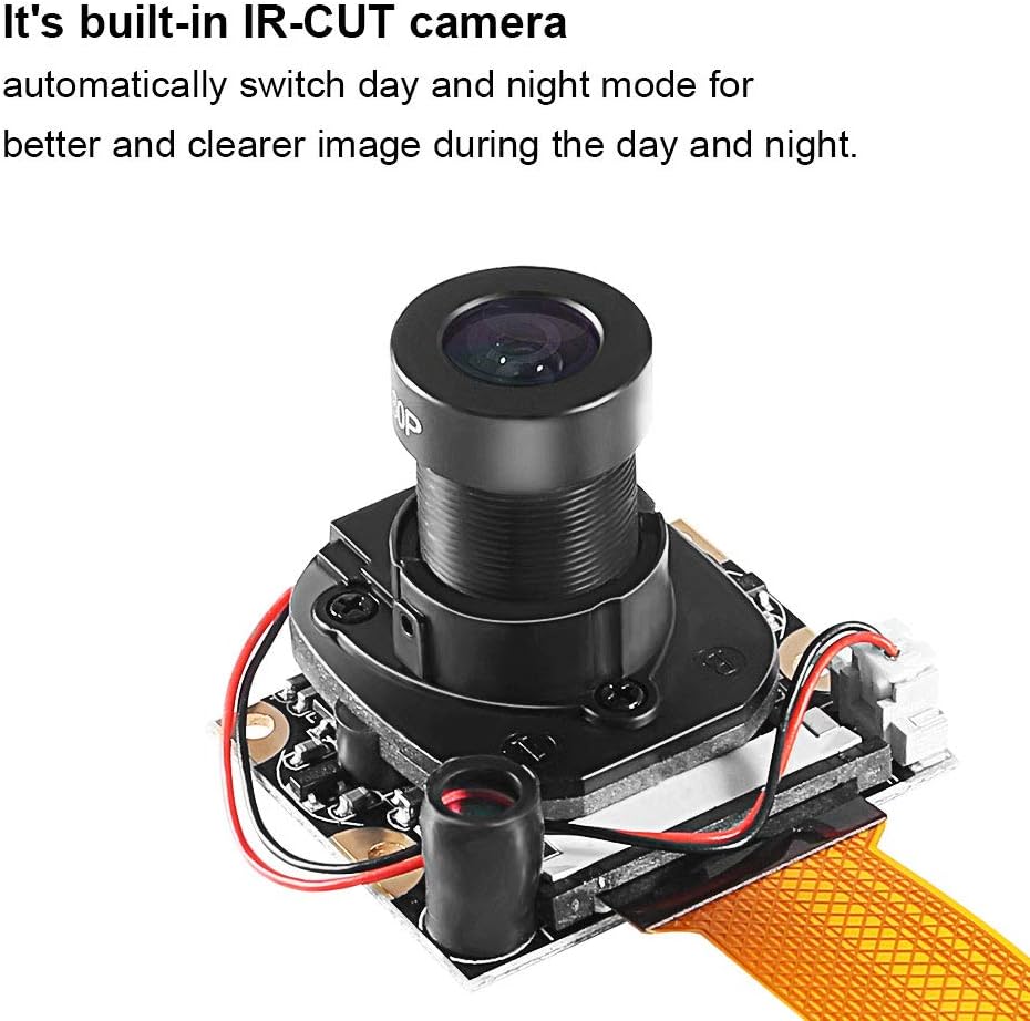for Raspberry Pi 3 Model B+ Camera Module Automatic IR-Cut Switching Day/Night Vision Video Webcam Adjustable Focus 5MP OV5647 Sensor 1080p HD for Raspberry Pi 2/3 Model B Model A A+ Zero/Zero W