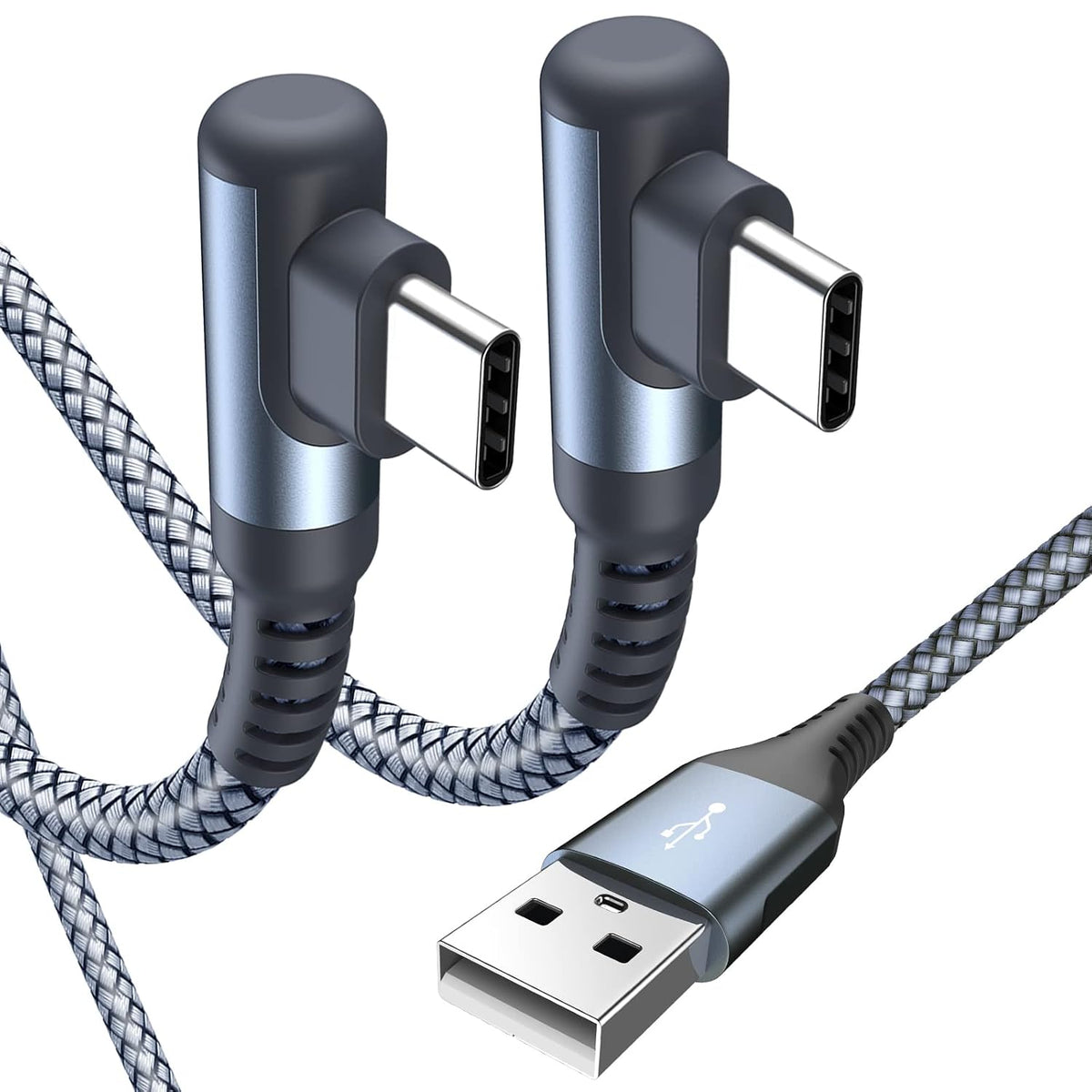 USB to USB C Cable Right Angle 2-Pack 6.6ft 3.1A Fast Charging Carplay Cord
