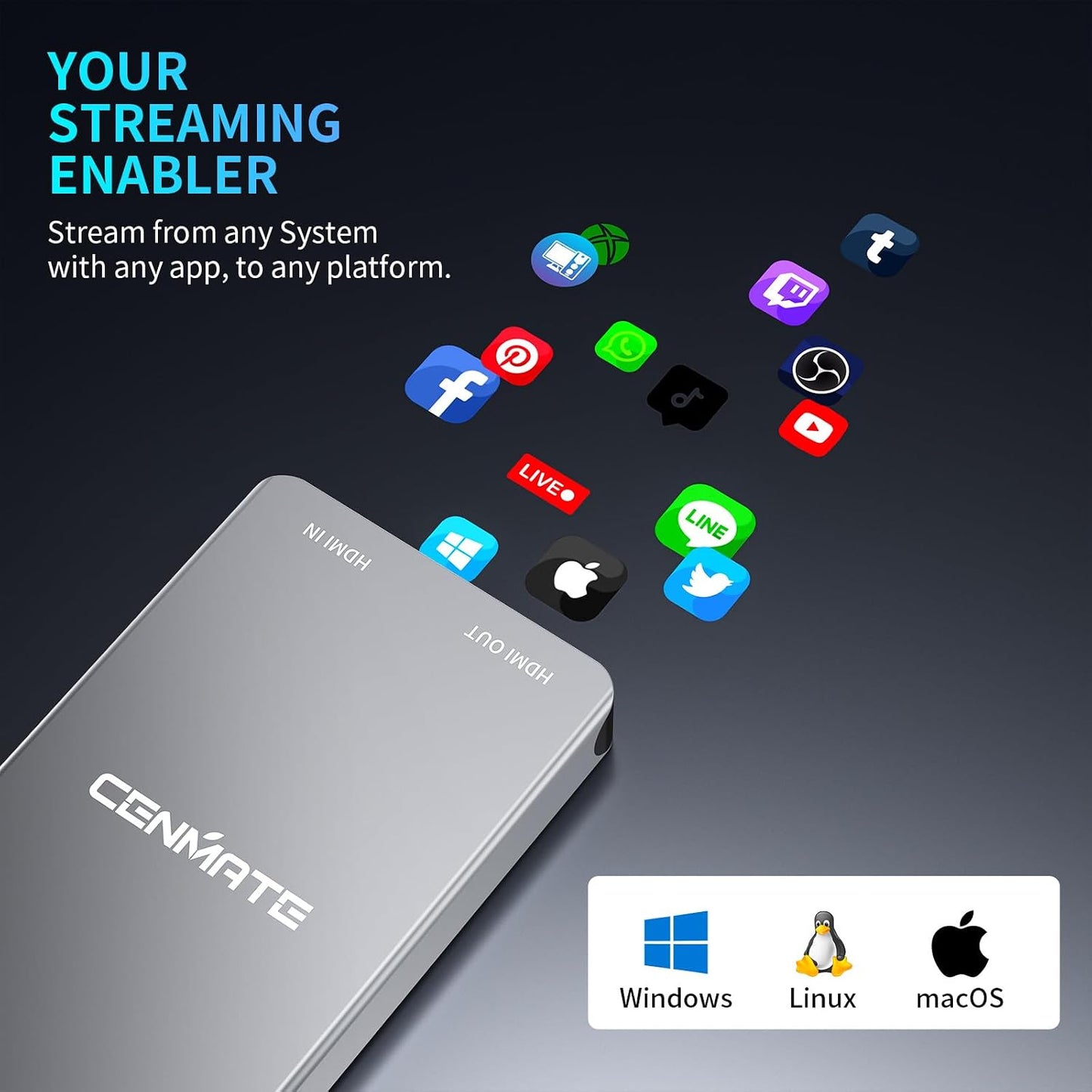 Aluminum HDMI Capture Card, USB 3.0 1080P 60FPS Audio Video Capture Card for Streaming/Gaming/Video Conference, 4K@30Hz Input & Pass-Through Capture Card for Nintendo Switch/PS5/Xbox/Camera/PC