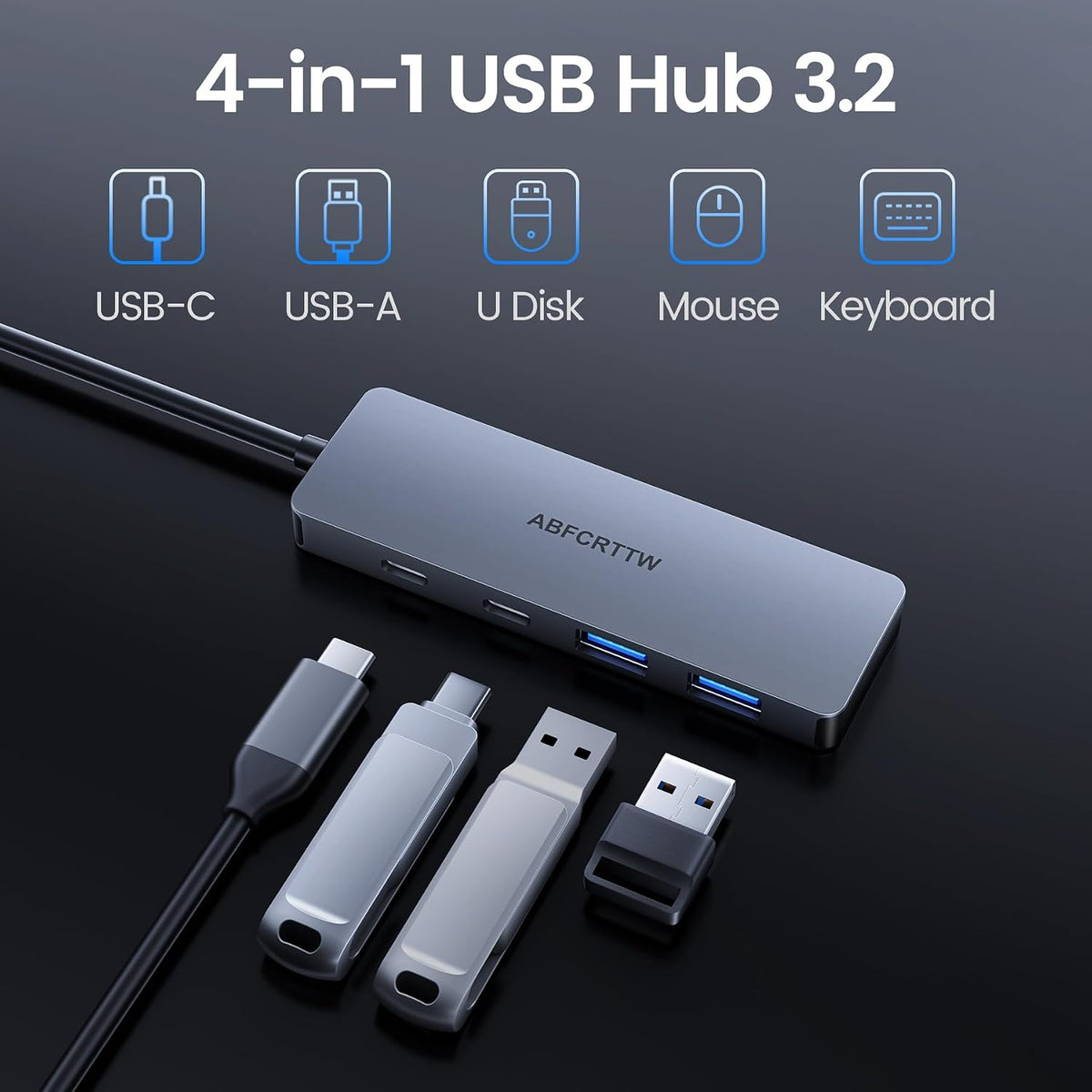 4FT USB C Hub 3.2 Multiport Adapter for MacBook Neo