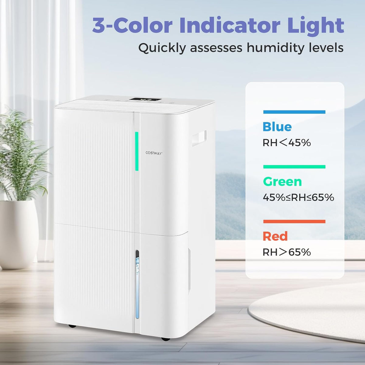 COSTWAY 96 Pints Dehumidifier for Basement, 8000 Sq.Ft Dehumidifier