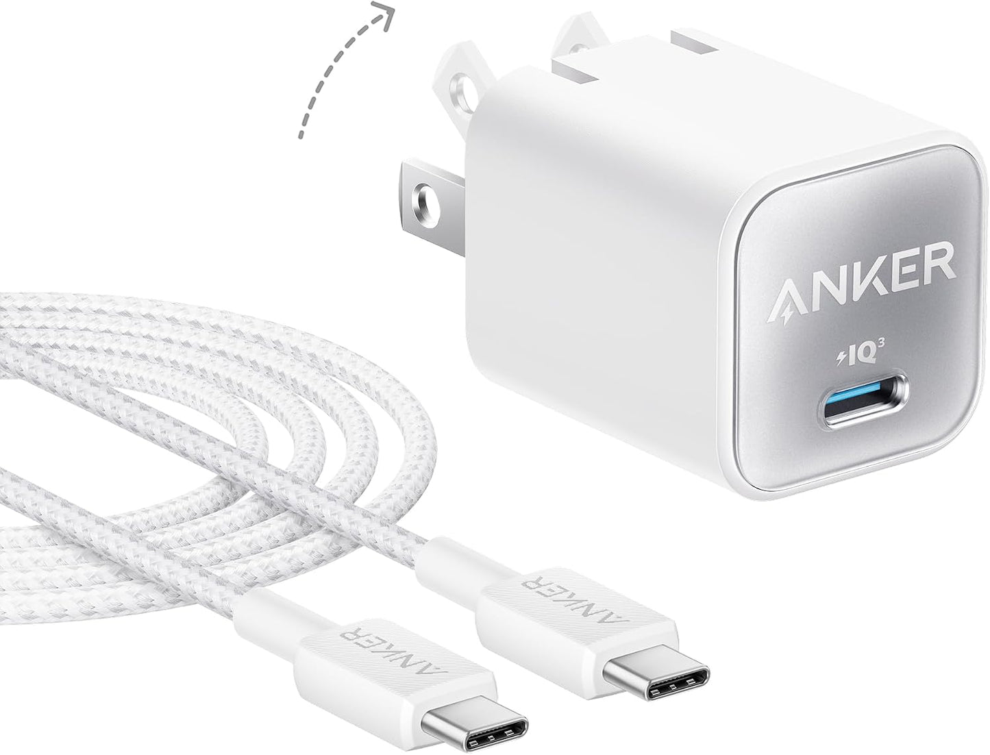 Anker Nano Phone Charger, 30W Portble and Foldable USB C GaN Charger | For iPhone 17/17 Plus/17 Pro Max/16/16 Plus/16 Pro Max/15 Pro Max, Galaxy, iPad, and MagSafe-Compatible Accessories