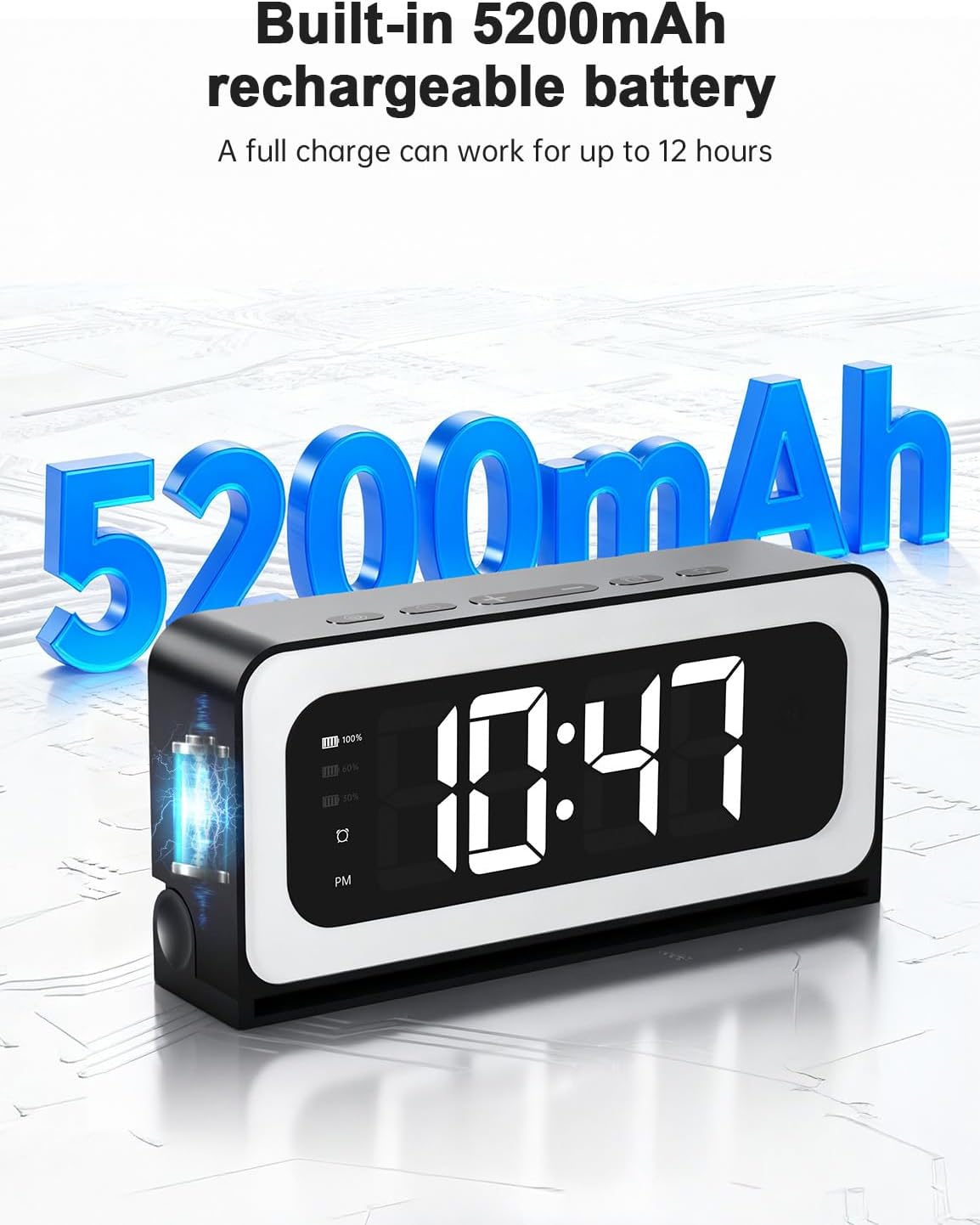 Clock Camera 2K, 5G&2.4G WiFi Indoor Security Camera, Cameras for Home Security, 3 in 1 Baby Camera with Alarm, Rechargeable Battery, pet Camera, Full Color Night Vision, Local Storage