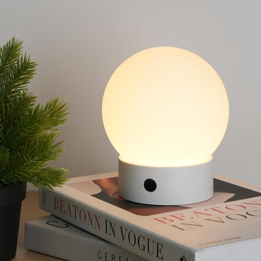 WEILAILUX Small Shower Lamp Waterproof, Cordless Globe Table Lamp (White)