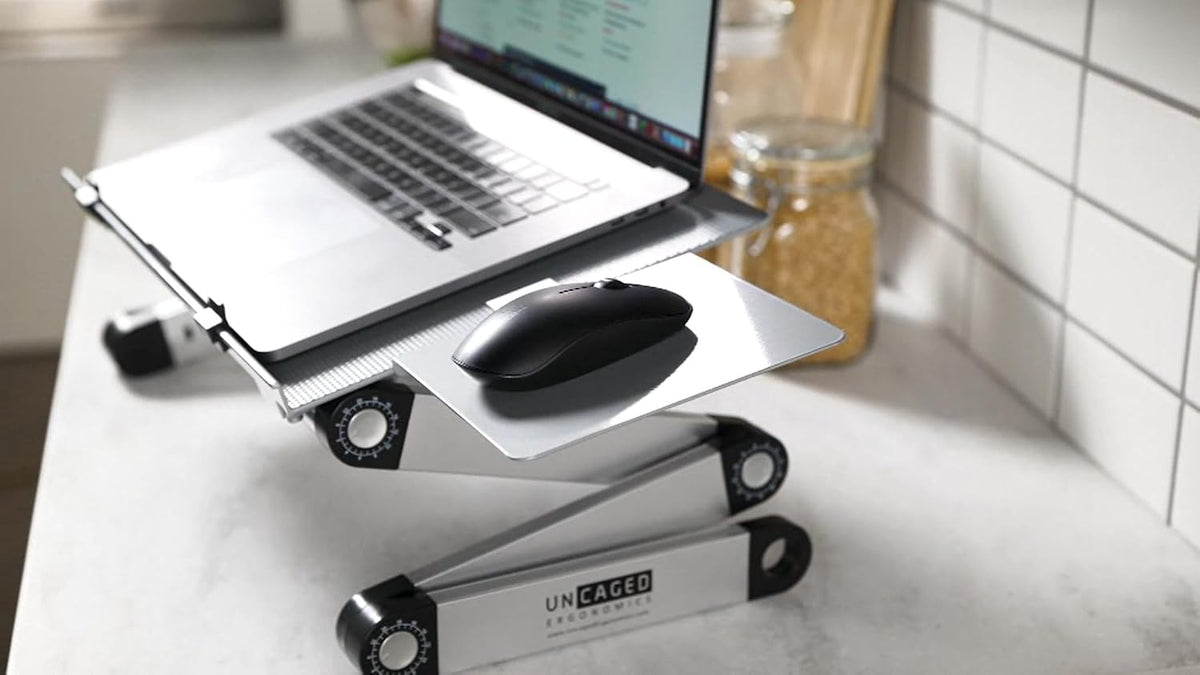Uncaged Ergonomics XL Adjustable Laptop Stand, Cooling Riser (White)