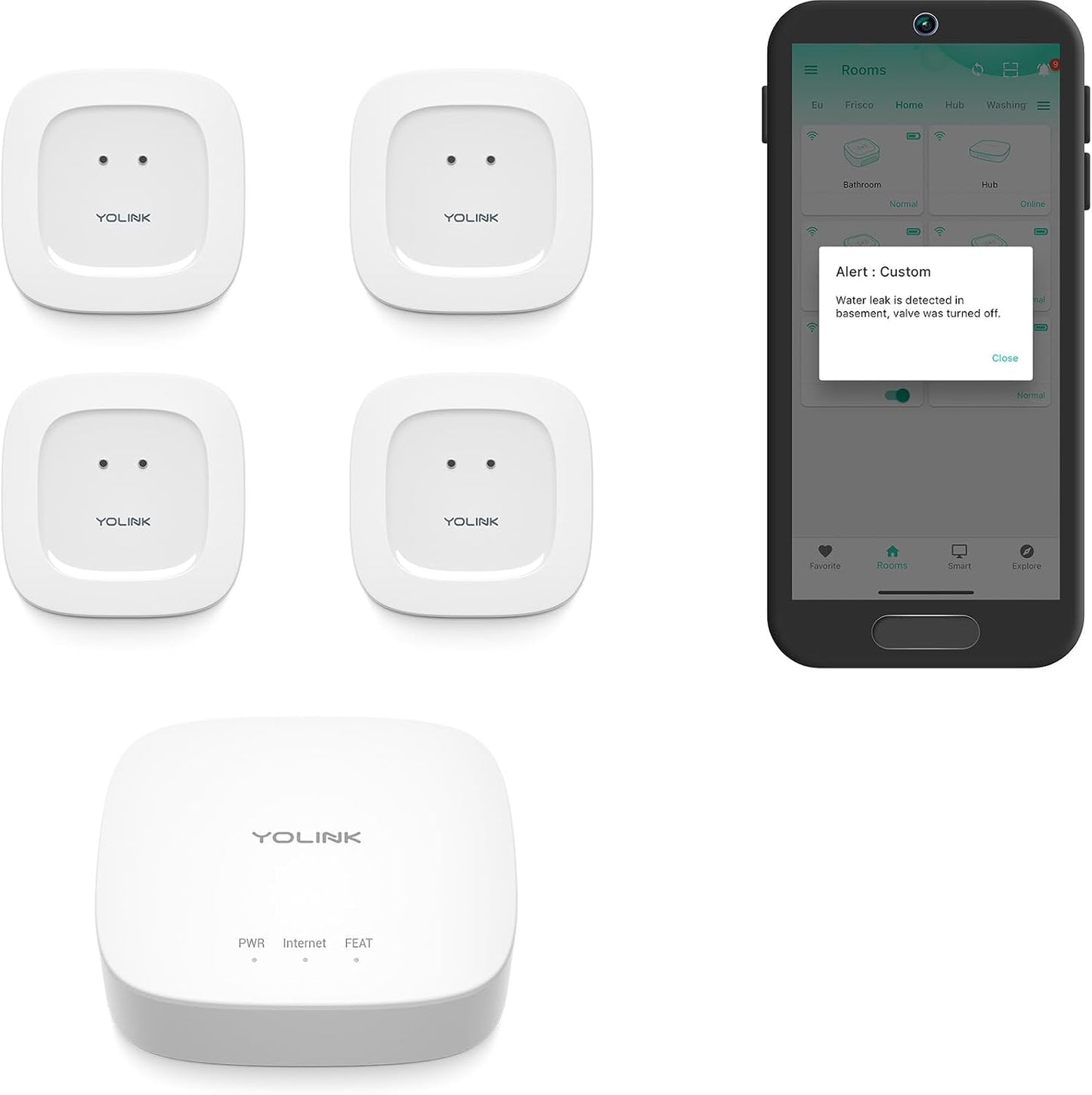 YoLink Smart Water Leak Detection & Shutoff Kit