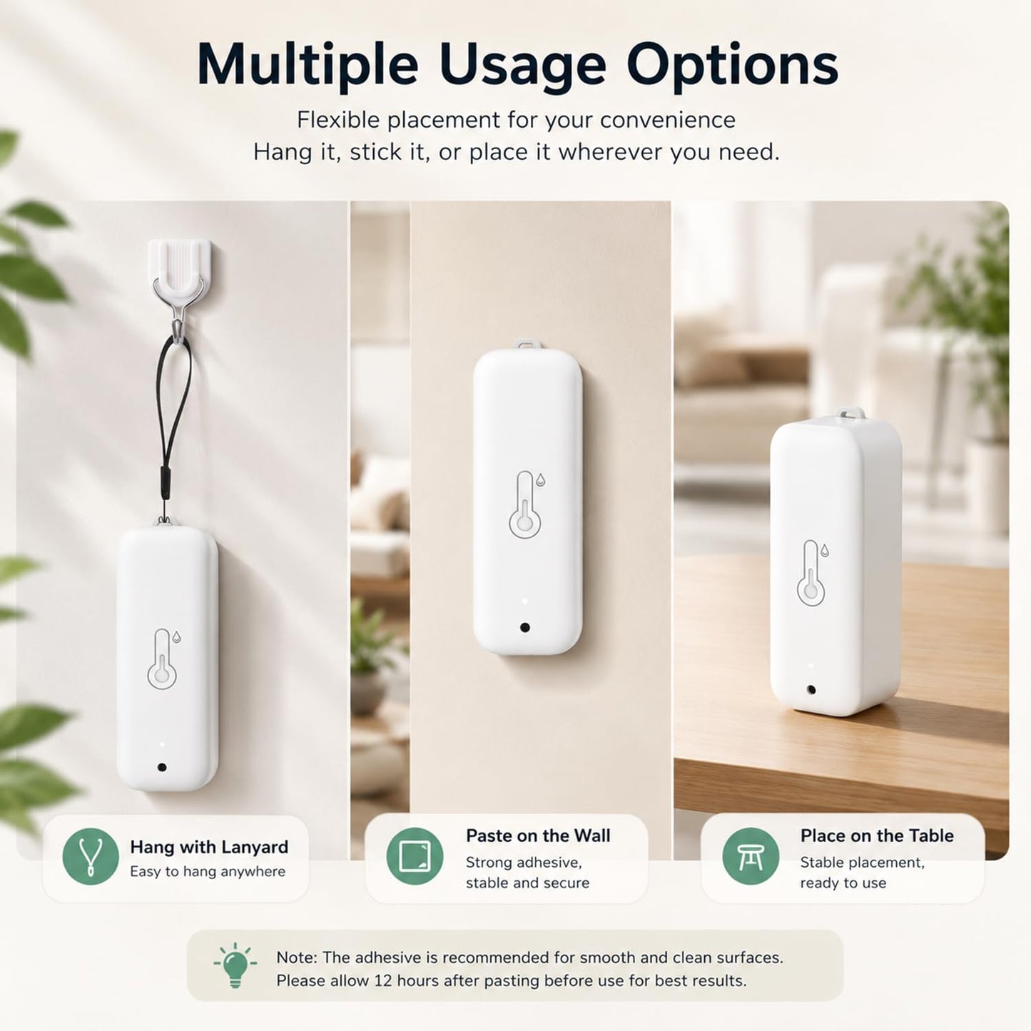 WiFi Hygrometer Thermometer Sensor: Wireless Smart Temperature Humidity Monitor with App Notification Alert, Data Storage Export, Calibration Function, Compatible with Alexa (White-4PCS)