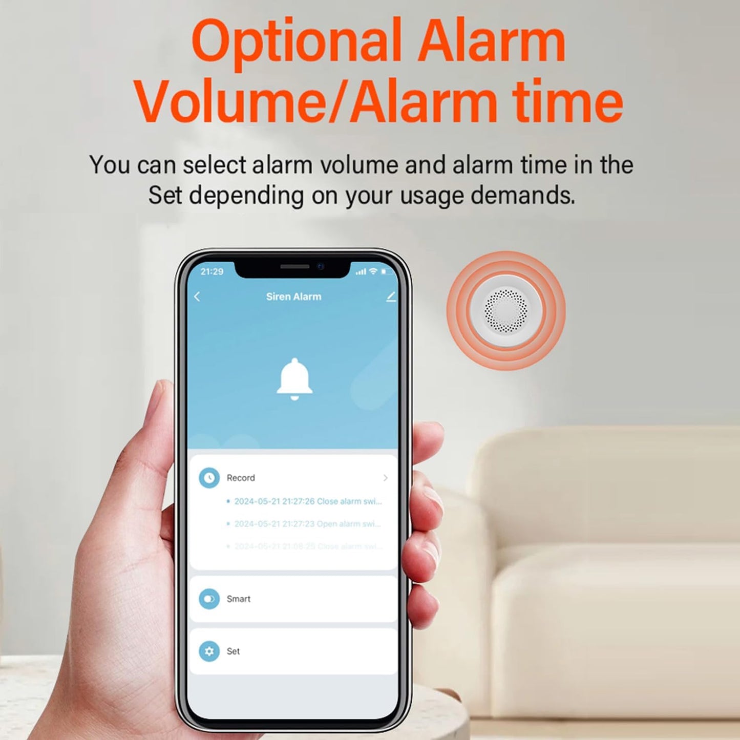 WiFi Siren Alarm: Wireless Burglar Alarm for Home Security and Smart Home Automation, 100dB Sounder, Tuya App Control, No Hub Required, Compatible with Alexa, Google Assistant