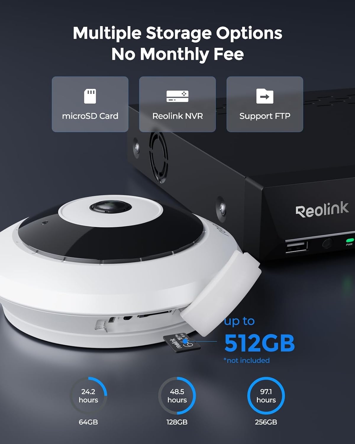 REOLINK PoE Fisheye Camera FE-P(White), 6MP 360° Multiple Panoramic Views | Smart Human Detection, Two Way Talk, Ceiling/Wall/Desk Mount, Display for Home Office Security Surveillance