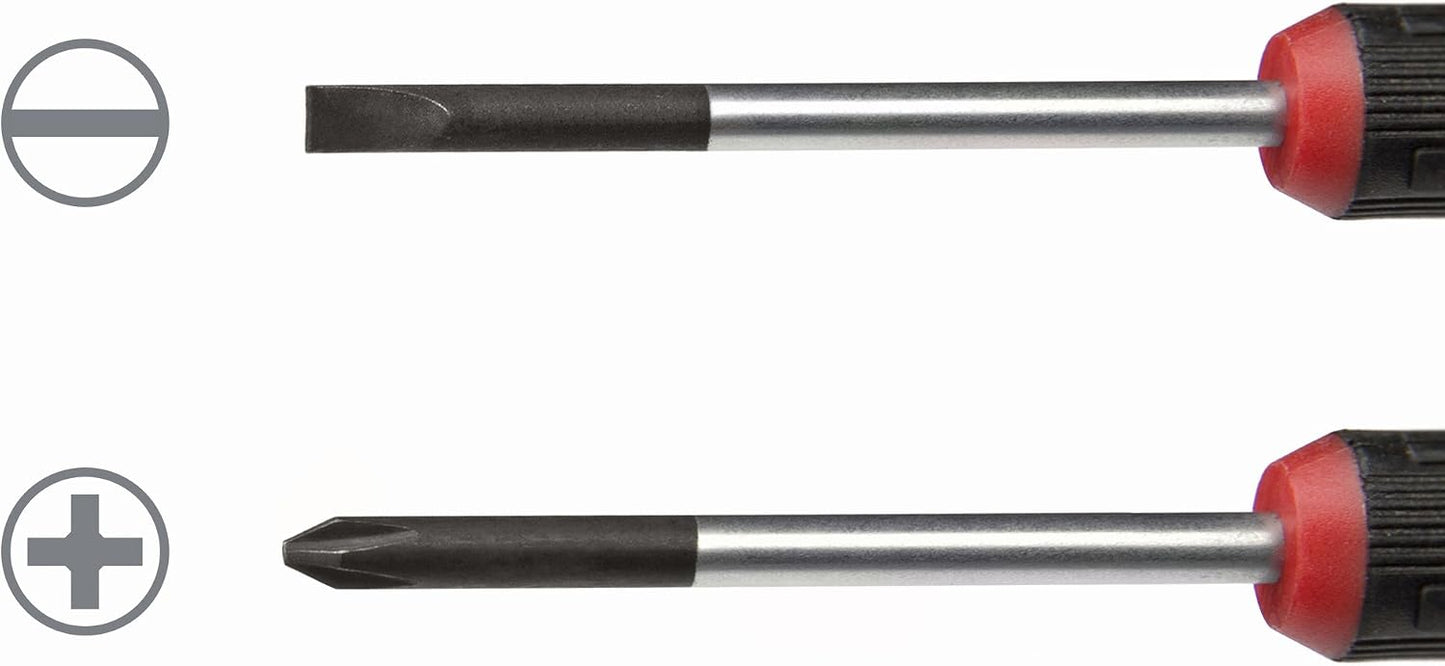 STEELMAN Precision Steel Shaft 6-Piece Long Electronics Screwdriver Set, Variety of Slotted/Phillips Sizes, Swivel-Head, Magnetic Tips