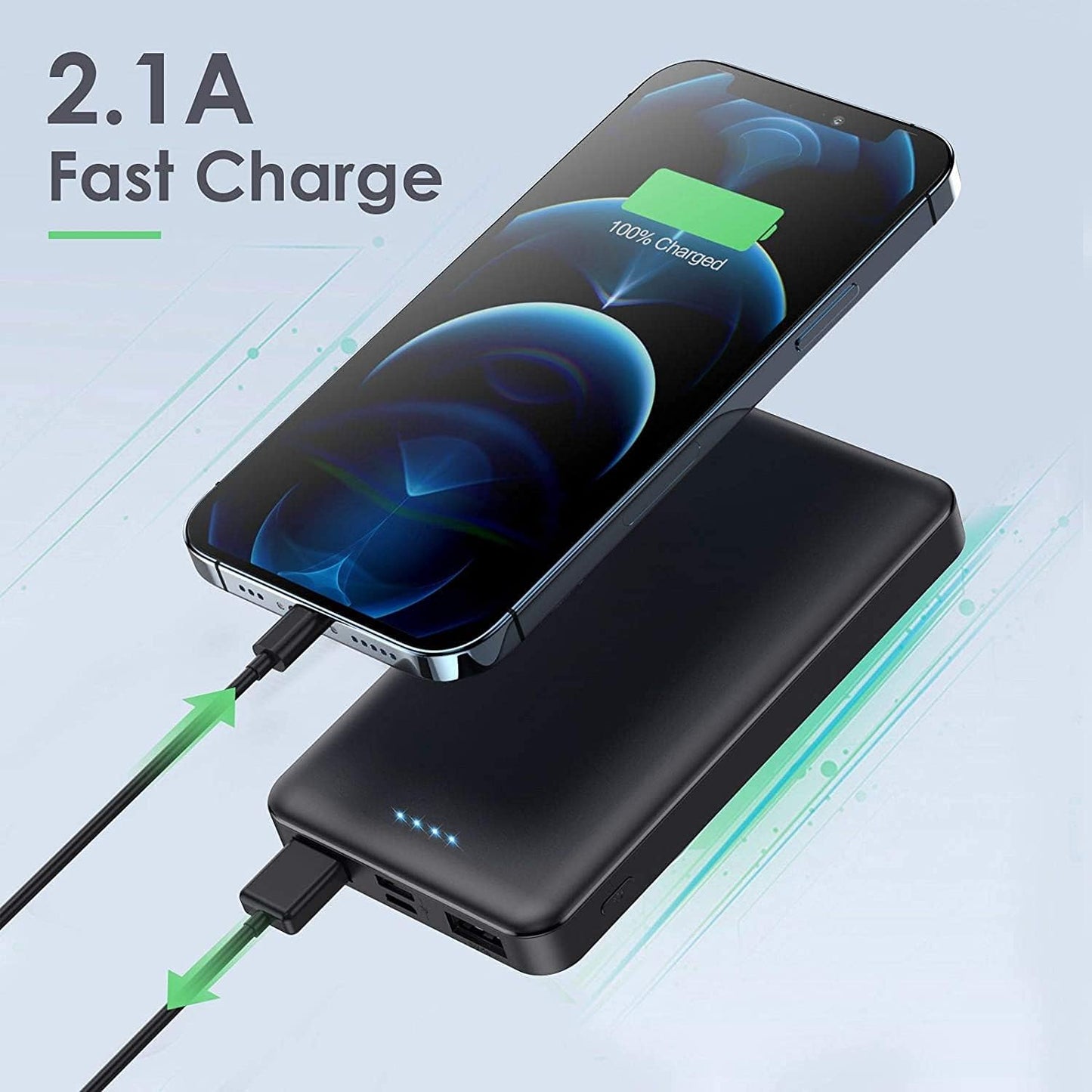 [2 Pack]Portable Charger Power Bank 10000mAh,Slimmer USB C in&amp;Out Fast Charging Portable Phone Charger,Travel Essentials Backup External Battery Pack for iPhone 17/16/ 15/14/13/12,Galaxy S24,Android