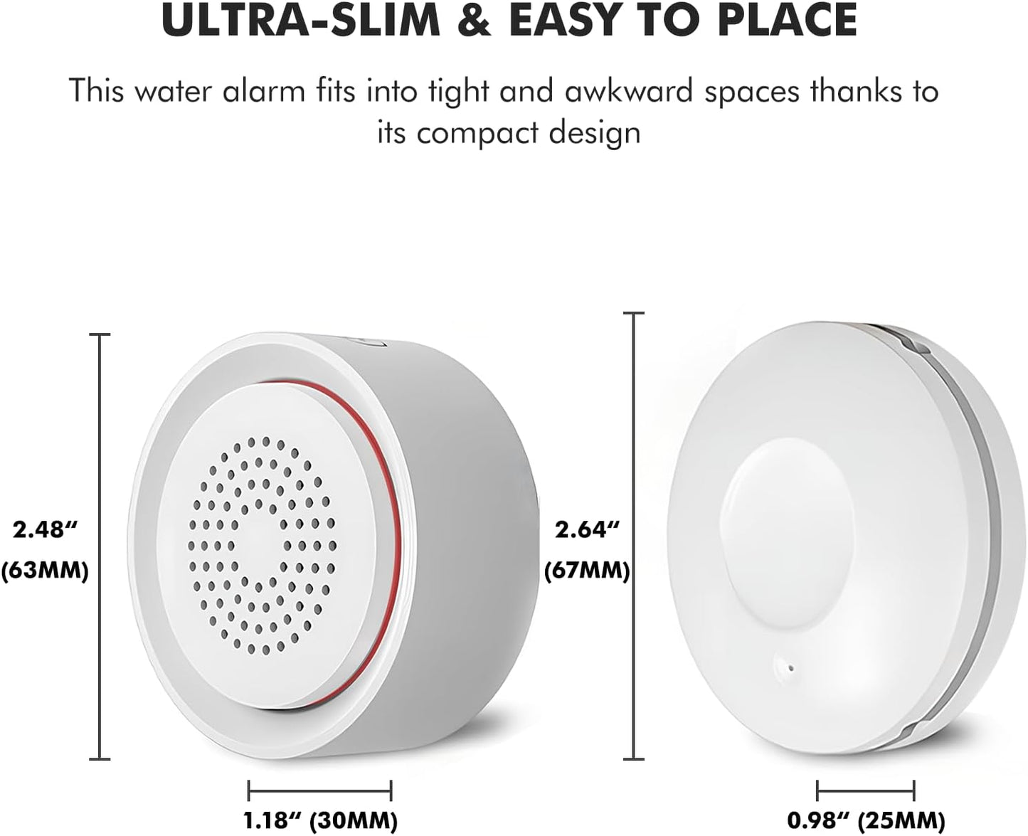 Micmi Smart Water Leak Detector Kit, WiFi Water Sensor Alarm Ultra-Long Range, SMS/APP/Email Alerts, 3 Water Sensors and 1 Base Station, Suit for Home/Basement/Kitchen/Laundry