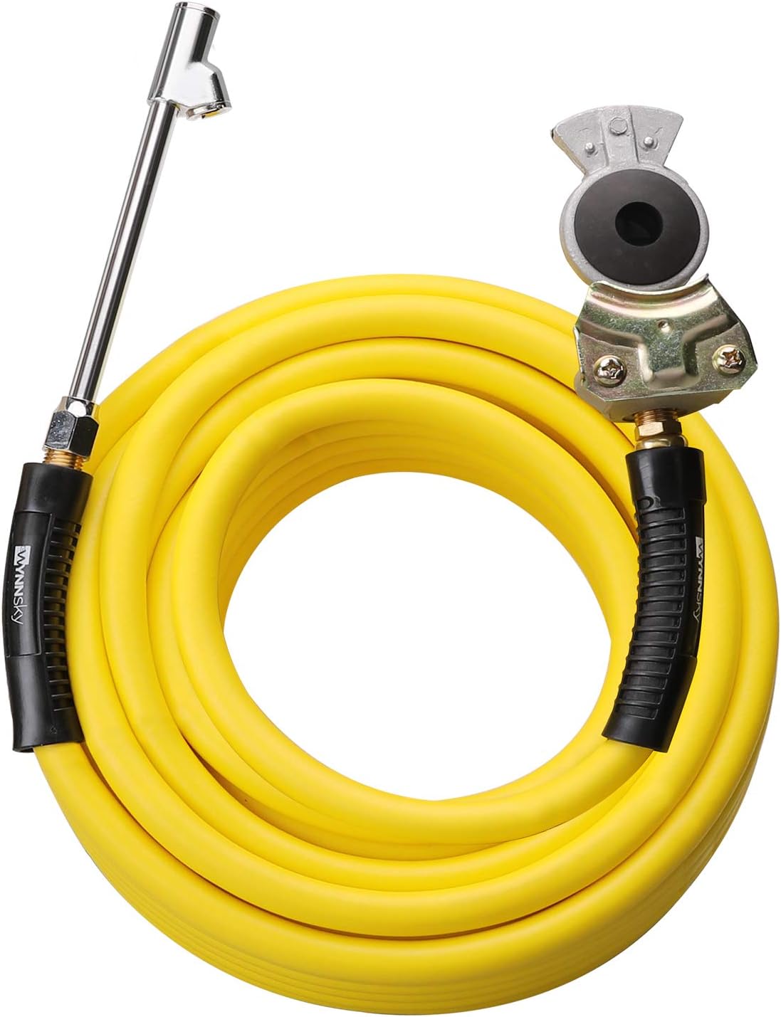 Truck Inflator Kit, 3/8''×50ft Hybrid Air Hose with 1/4''MNPT Endings, Universal Glad Hand&Chuck
