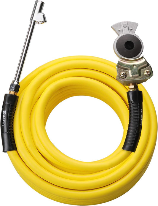 Truck Inflator Kit, 3/8''×50ft Hybrid Air Hose with 1/4''MNPT Endings, Universal Glad Hand&Chuck
