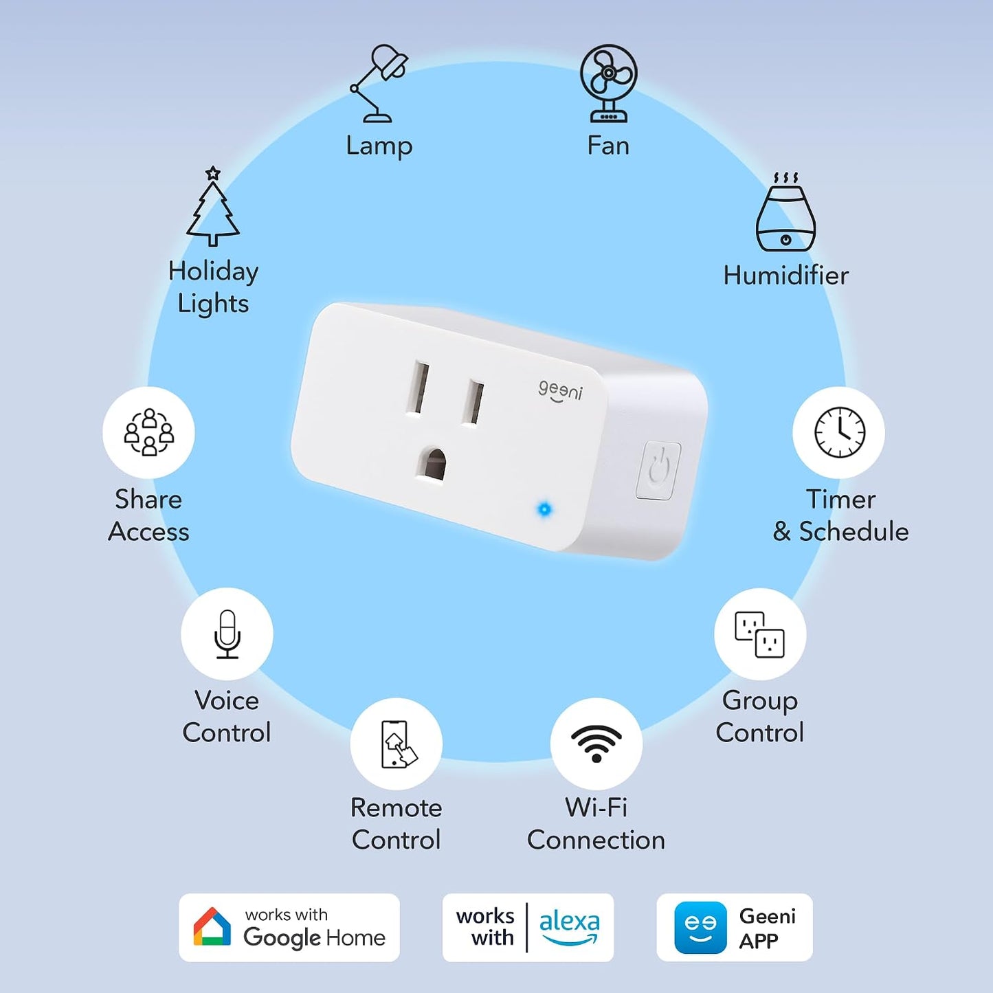 Geeni Smart Plug Mini 15A WiFi Outlet 4-Pack, Compatible with Alexa Google Home, No Hub Required, App Remote Control, UL Certified White