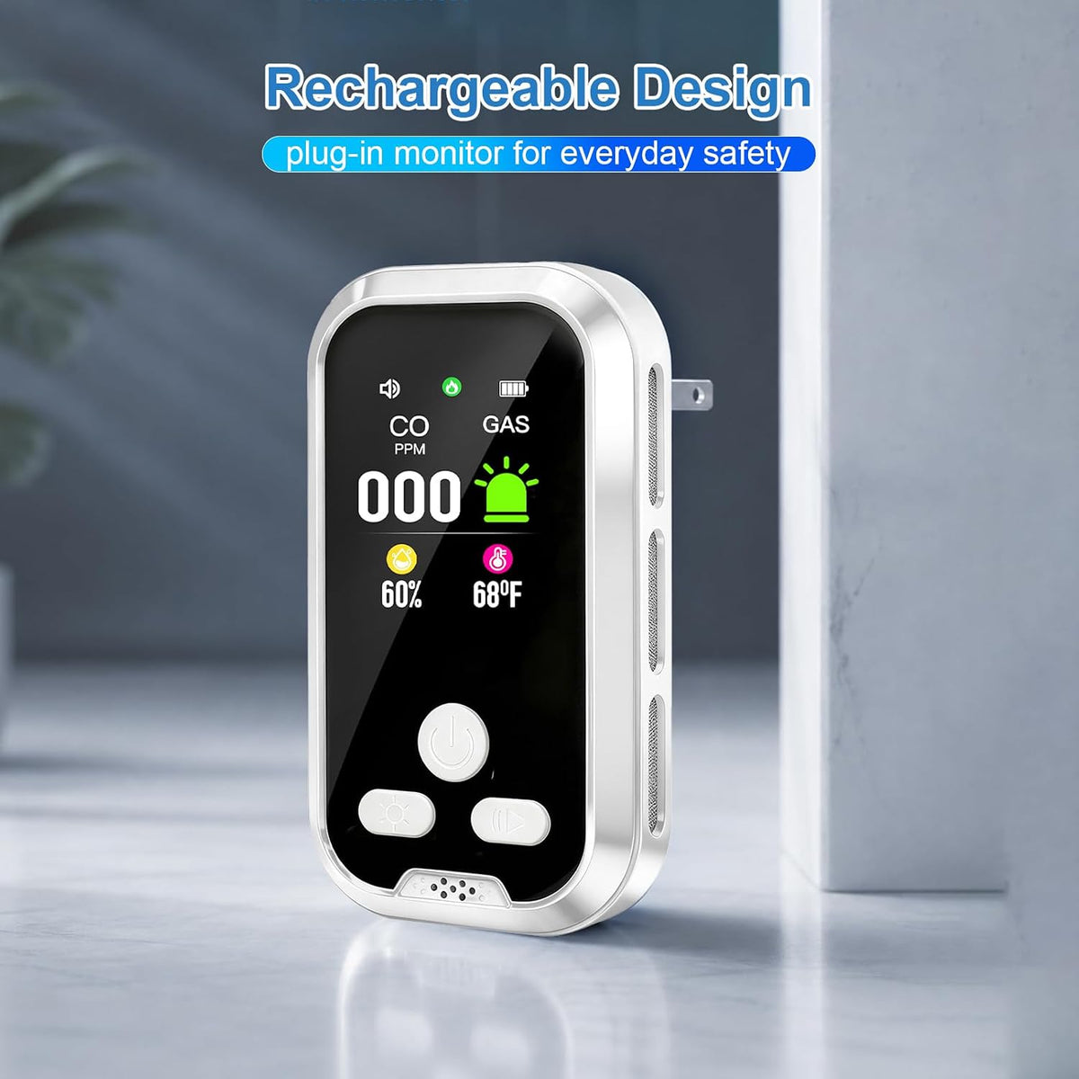 Upgrade Indoor Air Quality Detector Temperature Humidity Meter 2 Pack White