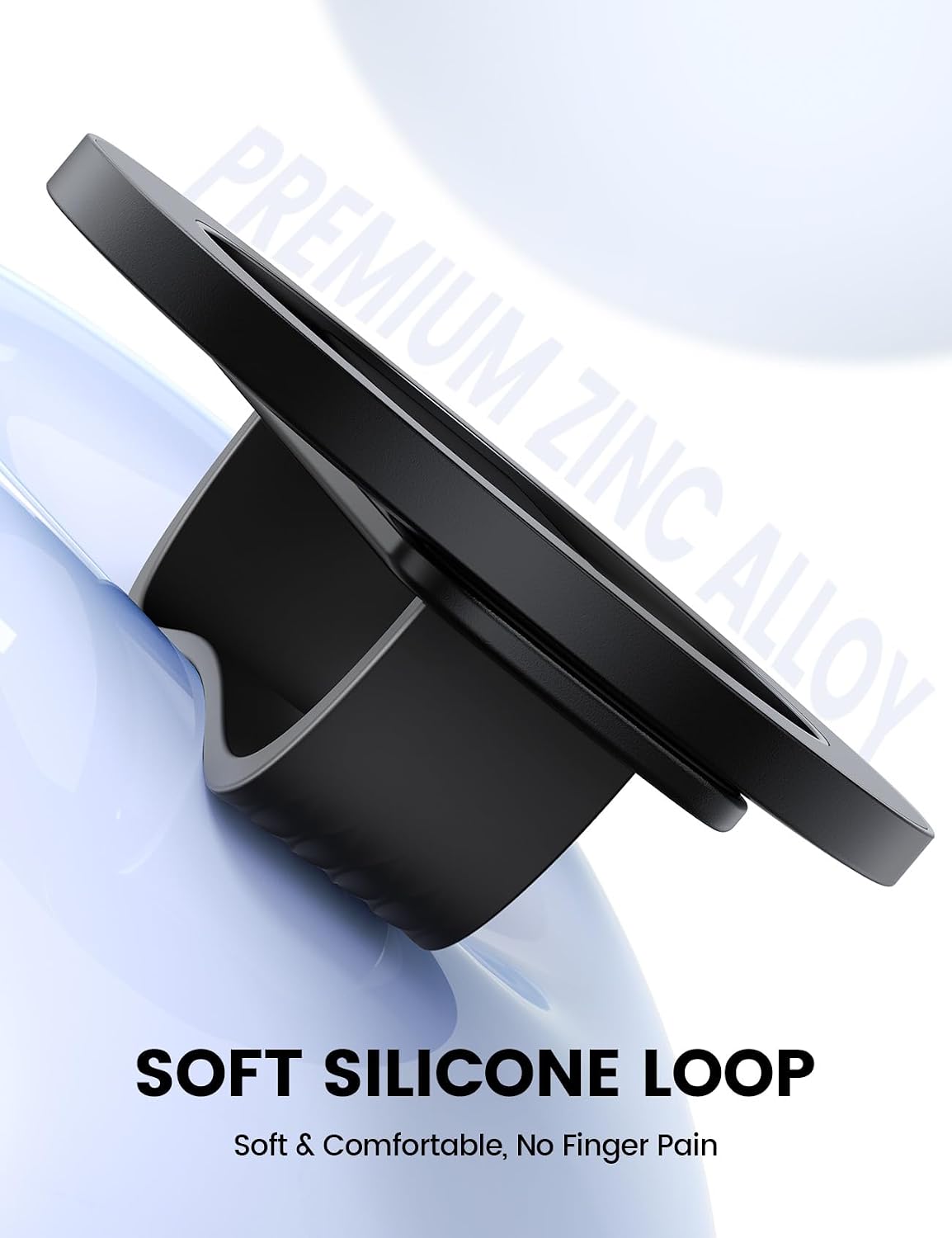 Lamicall Magnetic Phone Grip for MagSafe - Ultra Soft Finger Silicone Loop | Durable Vertical Zinc Alloy Stand Kickstand, Magnet Cell Phone Ring Holder for iPhone 17/16/15/14/13/12 Series & Androids