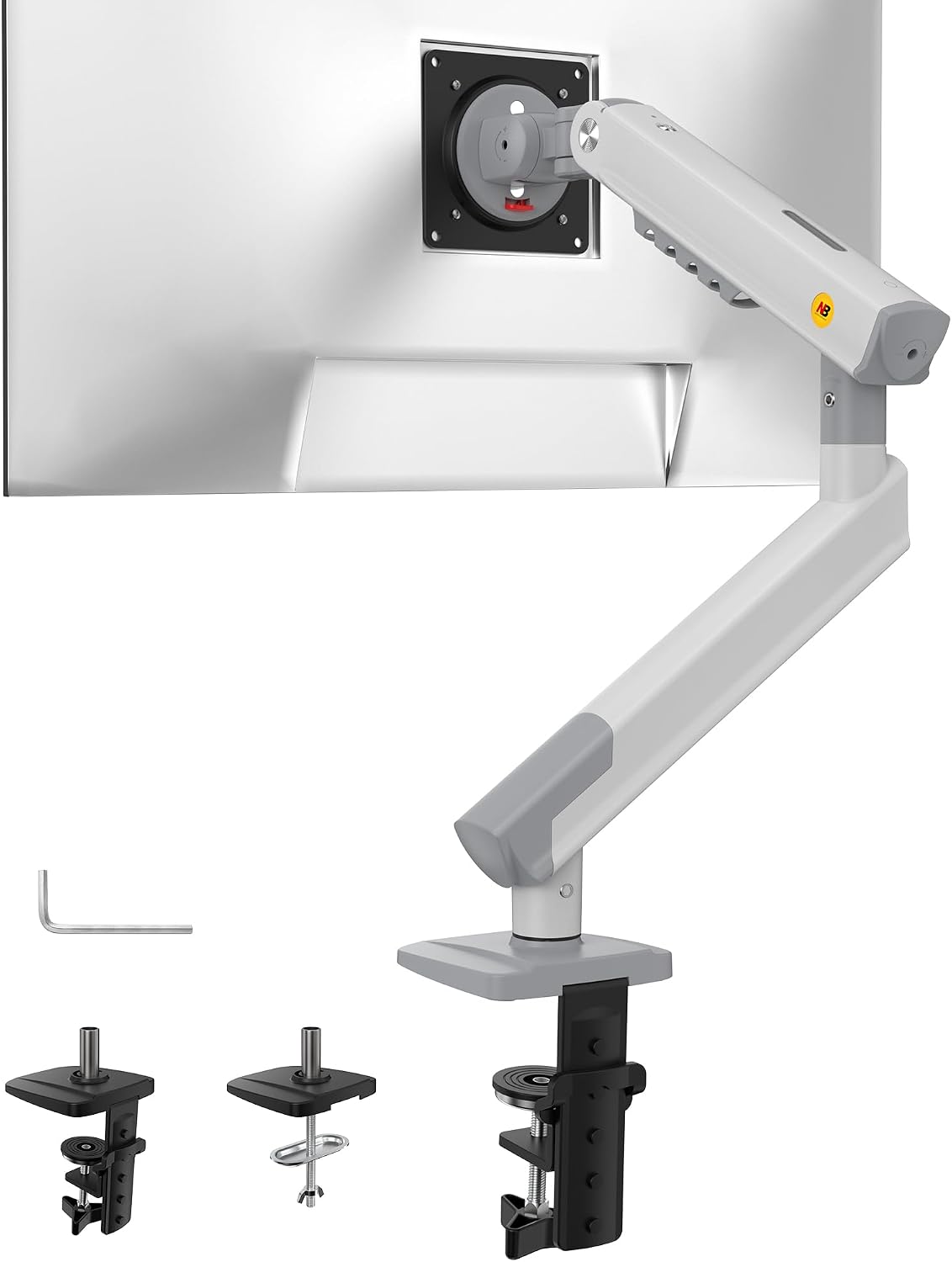 NB SmooVex™ Single Monitor Arm for Monitors 17'' to 32 inch, Mechanical Spring Mount Load up to 9 kg, VESA 75/100 mm Monitor-Mount A5 (White)