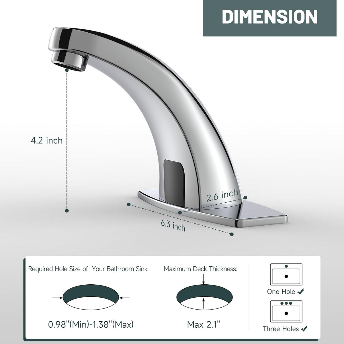 Chrome Touchless Bathroom Sink Faucet, Sensor Faucets