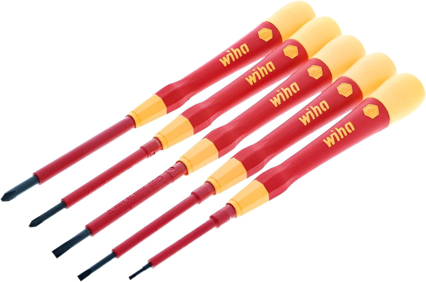 Wiha Insulated Screwdriver Set, 6-Piece 1000V Electrician Tool Kit | 1000V VDE certified, SoftFinish cushion grip, precision machined tips, tested to 10,000 volts, made in Germany