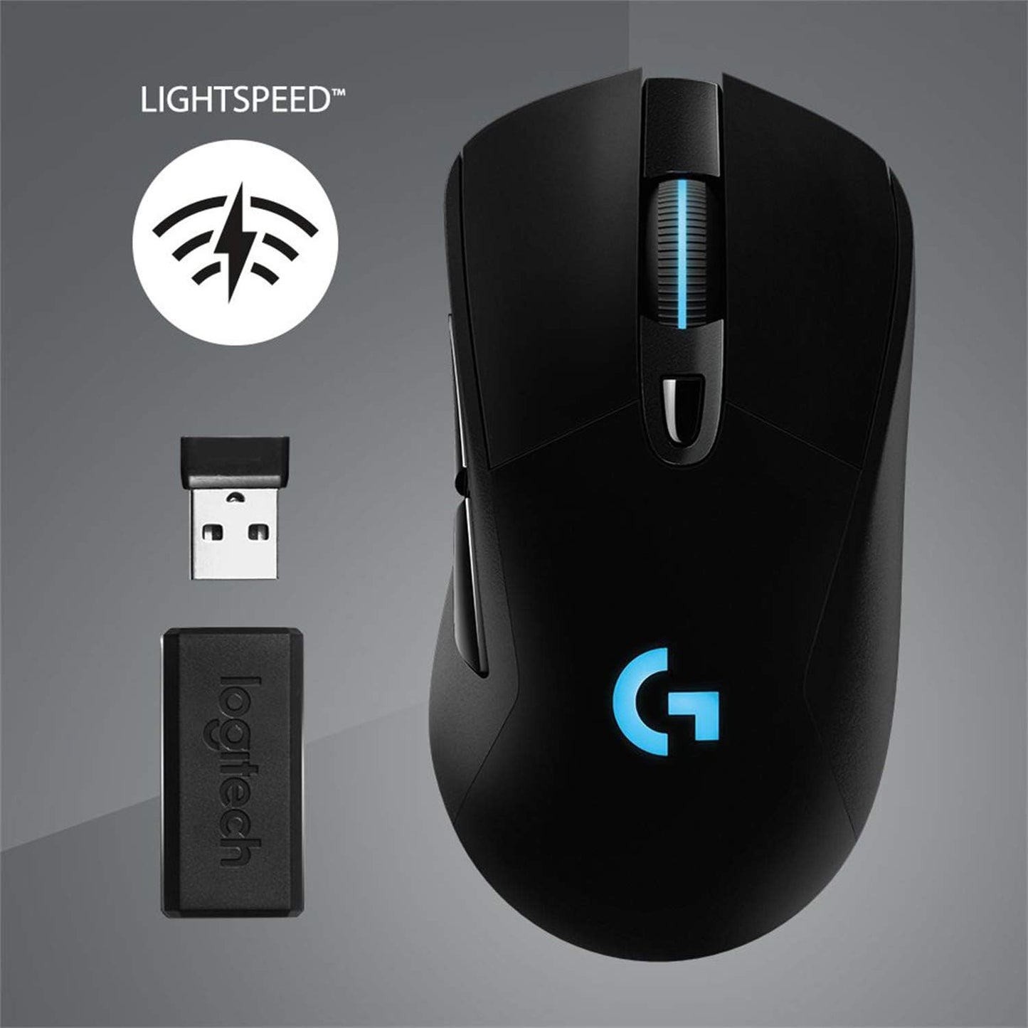 Logitech G703 Lightspeed Wireless Gaming Mouse - Black | Hero 25K Sensor, LIGHTSYNC RGB, Powerplay Compatible, 10G Optional Weight, 100-25,600 DPI, Rubber Side Grips