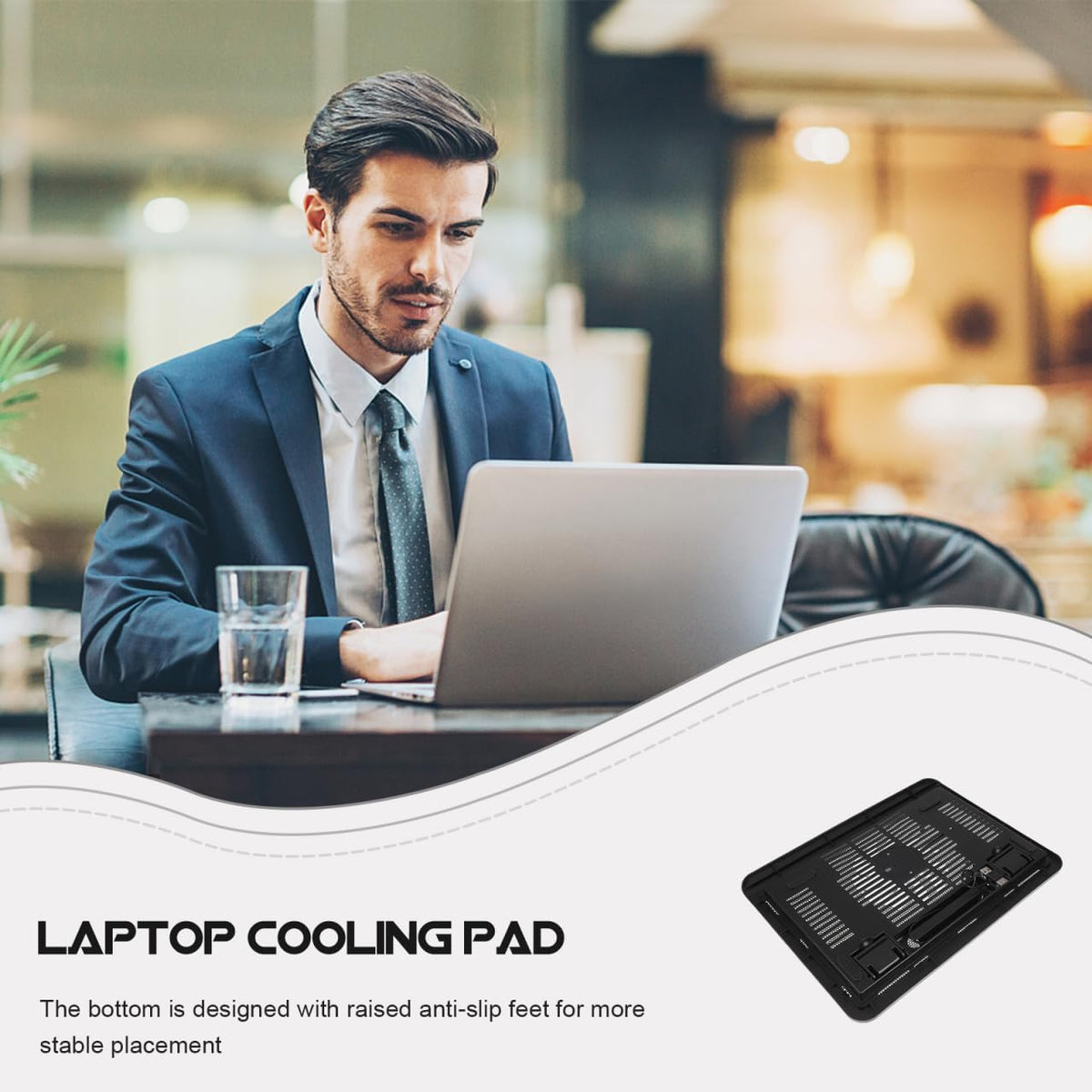 SHERCHPRY Laptop Cooling Pad USB Powered Notebook Cooler Laptop Stand Accessory with Anti-Slip feet Air Cooling Ventilation for and Gaming 12.99 X 9.84 X 0.94 in