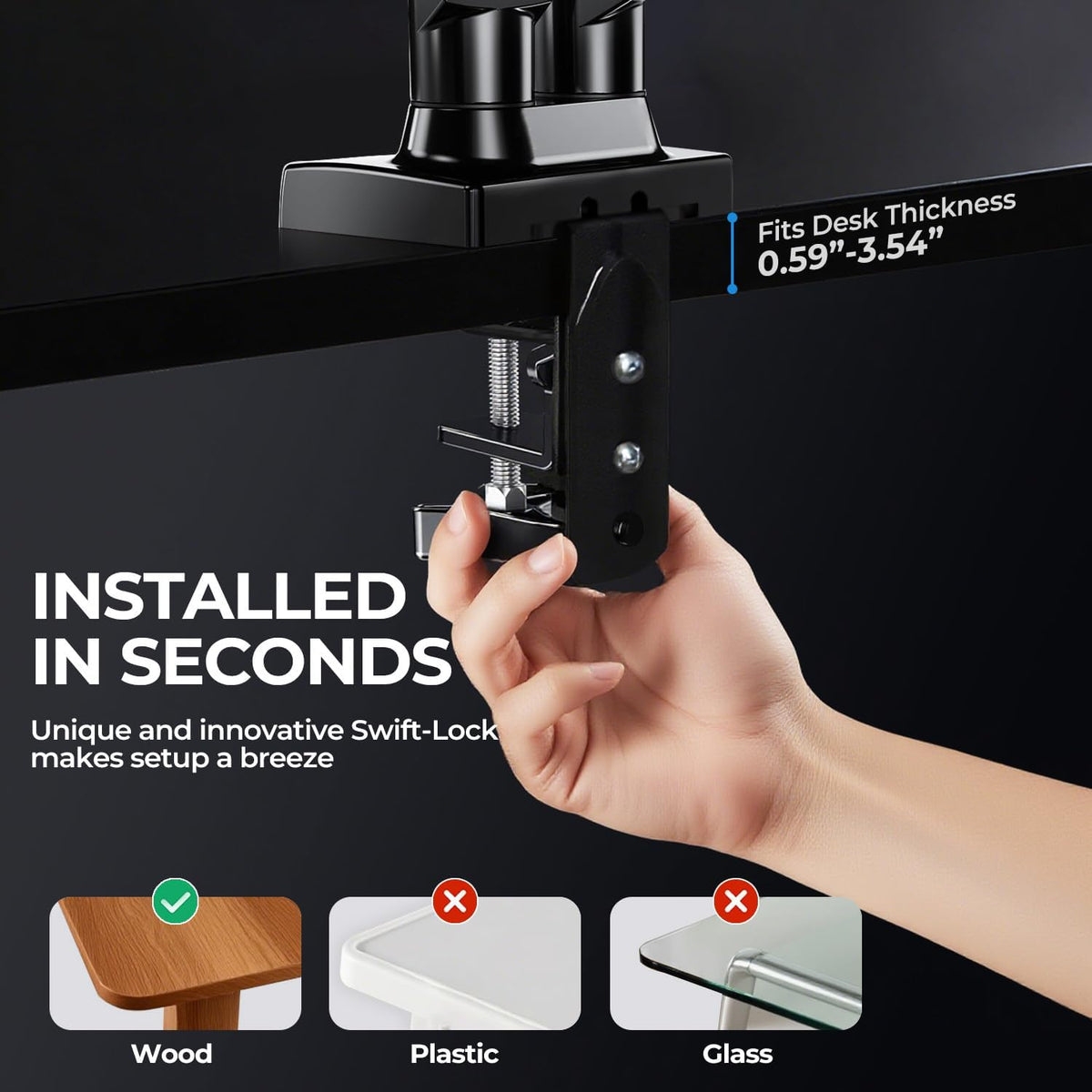 Dual 24-27 Inches Monitors Mount Arms for Desk
