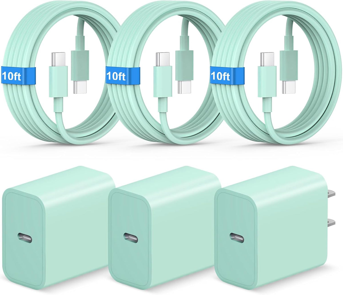 iPhone Duo 18 17 16 15 Charger Fast Charging USB C Charger Block, Green