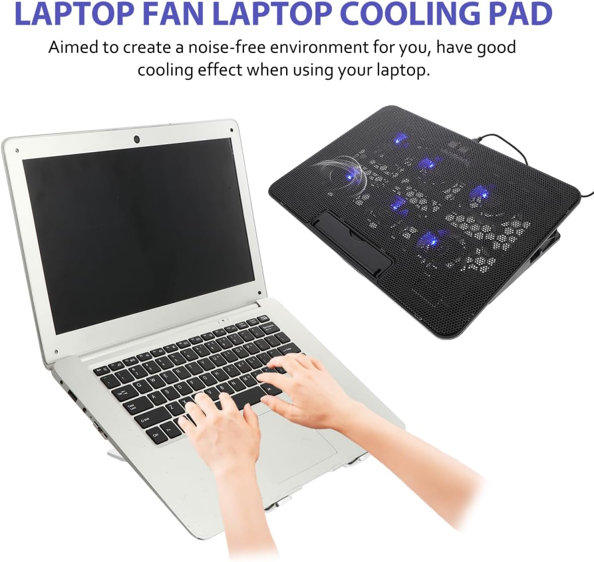 Operitacx 15.6"-17" Laptop Cooling Pad - Adjustable Laptop Cooler Stand with Quiet Fans, Ergonomic Notebook Fan Holder for Gaming and Office Use