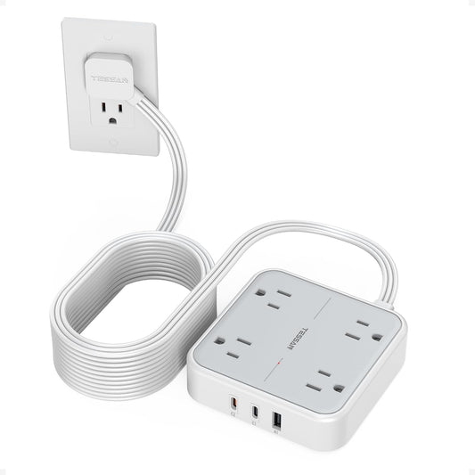 TESSAN Surge Protector Flat Extension Cord 25Ft, Flat Plug Power Strip