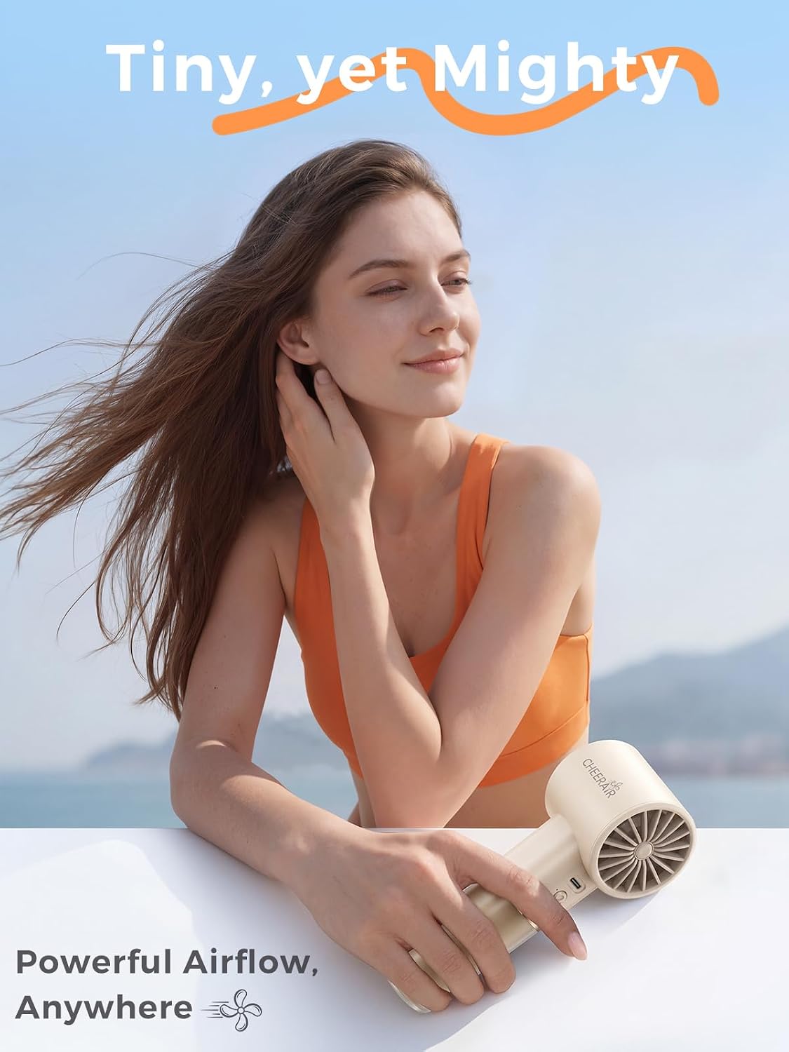 Handheld Portable Fan, 6-Speed Rechargeable Powerful Mini Fan | 5000mAh Battery Up to 15 Hours Runtime, Smart LED Display, Pocket Turbo Personal Fan for Travel, Camping, Makeup