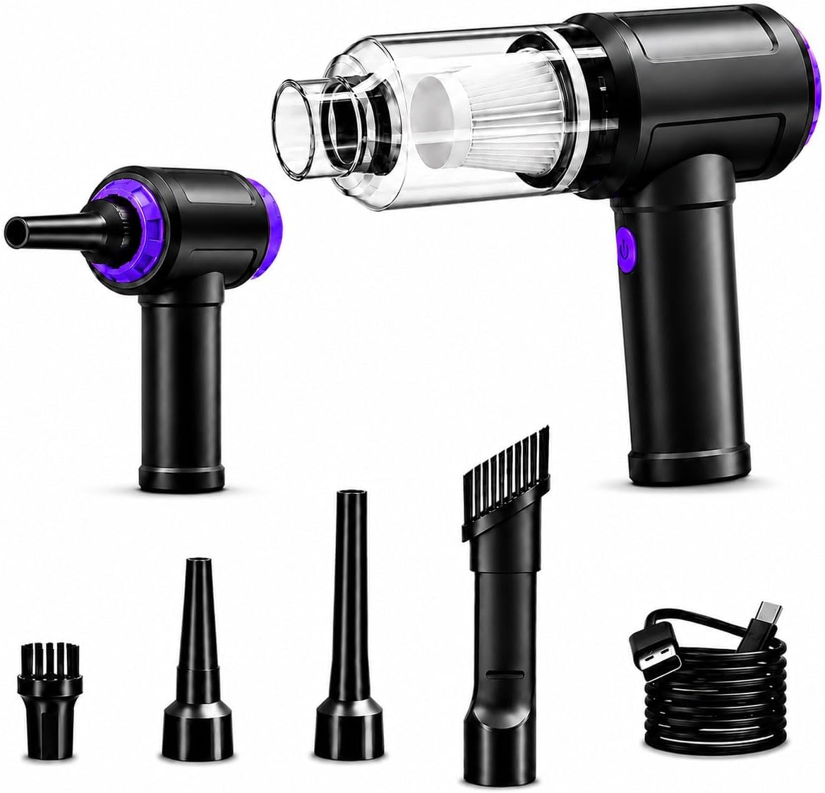 14.5KPA Computer Keyboard Vacuum Cleaner & 110000RPM Electric Air Duster 3-in-1, Replaces Canned Air, for PC Tower & Car Laptop Sewing Machine Portable Keyboard Vac USB Desk Crumbs Dust Cleaners