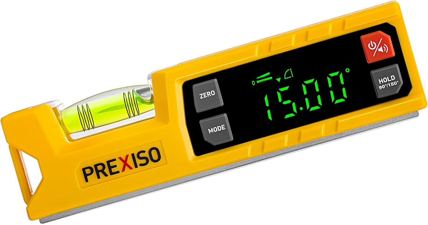 PREXISO Digital Level & Digital Protractor, 7" Angle Finder 0-90° & 0-180° | Electronic Bubble Inclinometer with Magnetic V-Groove & Audio Indicator for Woodwork, Saw & Home Drainage Leveling