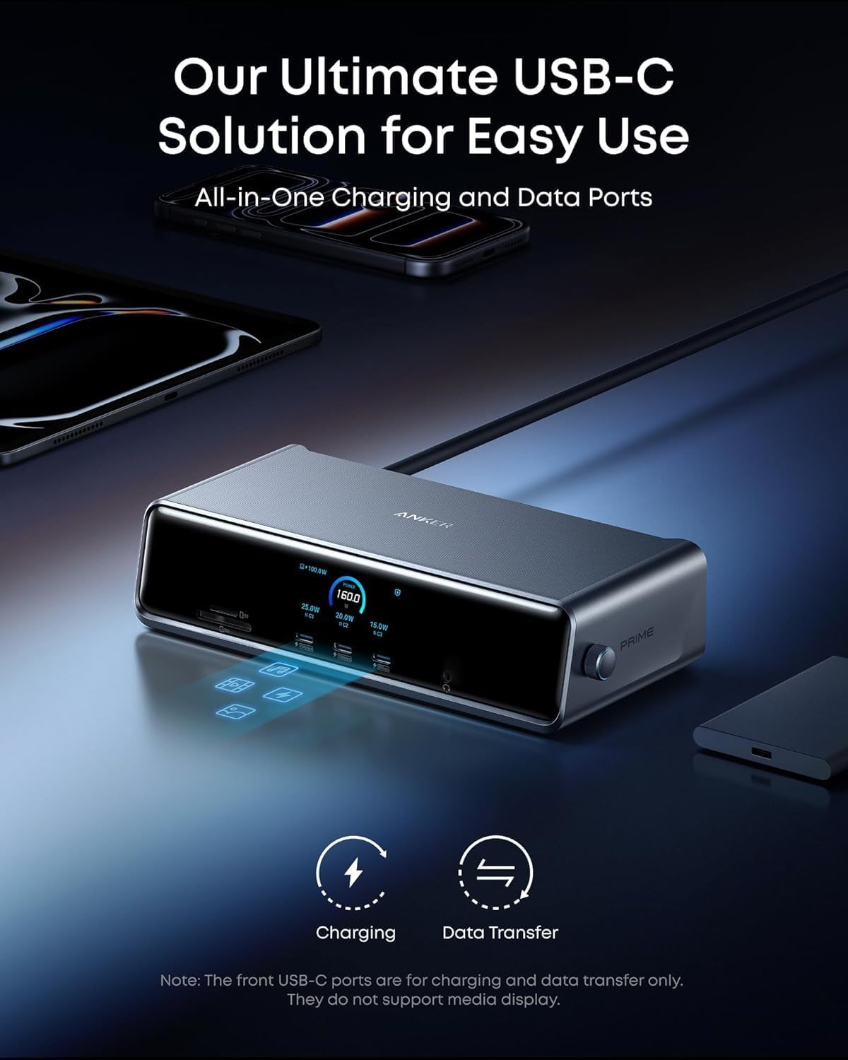 Anker Prime Docking Station (DL7400), 14-in-1 Triple Display, DisplayLink | 140W Max, Smart Display, Triple 4K@60Hz (2 HDMI+1 DP), for Windows Laptops (The Latest DisplayLink Driver Must Installed)