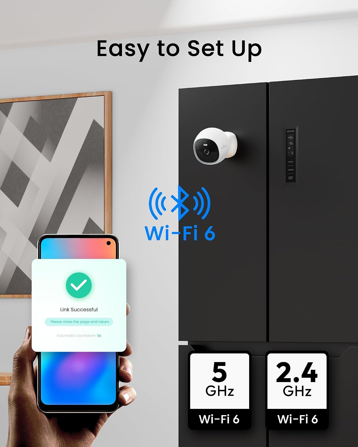youkey Magnetic Indoor Security Camera Wireless, 2K Battery Powered Camera, No Subscription, Built-in 8GB Storage, Wire-Free for Renters, Compatible with Alexa & Google, Pet/Baby Monitor(S320)