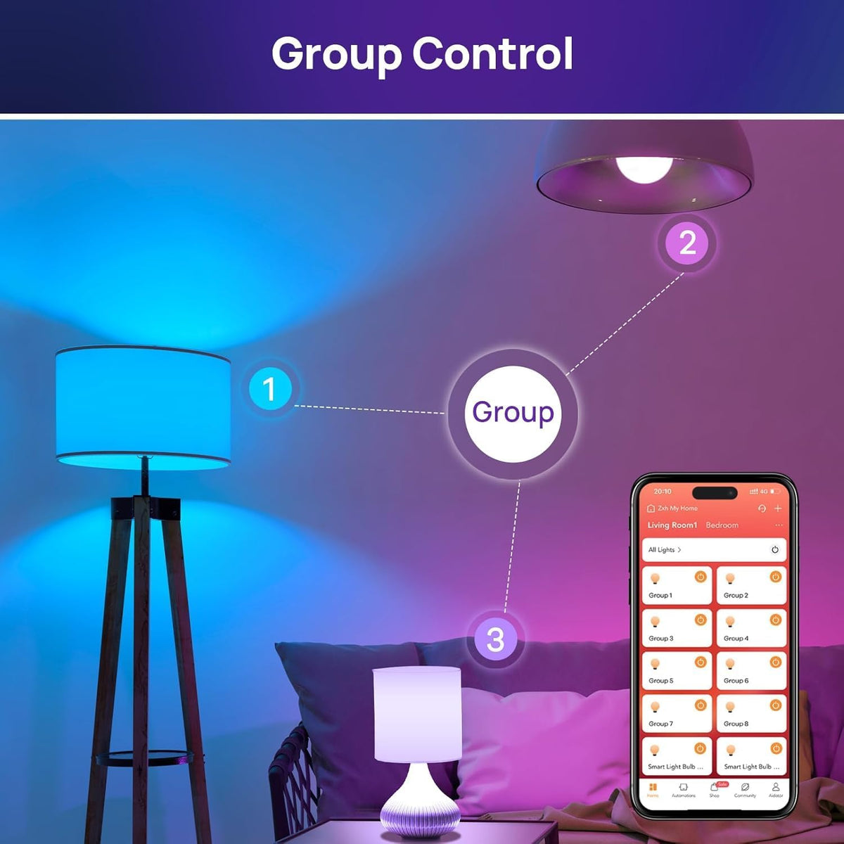 Consciot Smart Light Bulbs, A19 Google Home Color Changing Bulbs, 4-Pack