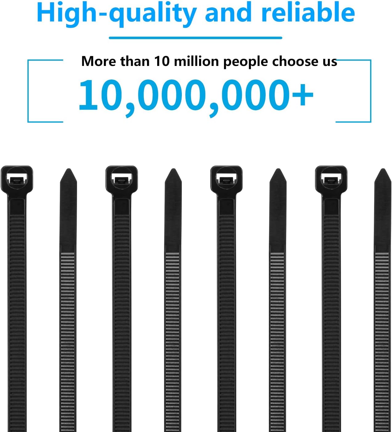 8 Inch Black Zip Ties 1200 Pack, 35 LBS Tensile Strength, Self-Locking Nylon UV Resistant Cable Ties for Indoor and Outdoor