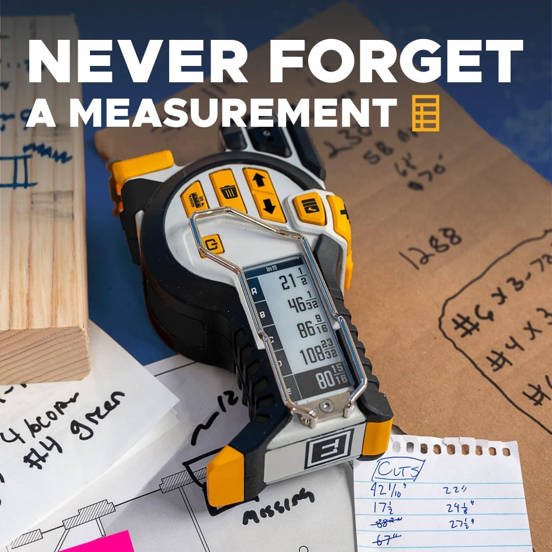 REEKON T1 Tomahawk 25 ft Digital Tape Measure for the Job Site | Professional Measuring Tool with Green Laser Line, E-Paper Display, 1,000+ Measurement Memory, Bluetooth, 20 Hr Battery Life