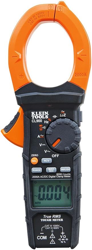 Klein Tools CL900 Digital Clamp Meter, Auto Ranging TRMS, AC/DC Voltage/Current, 2000A, LoZ , Continuity, Frequency, NCVT, Temp, More, 1000V